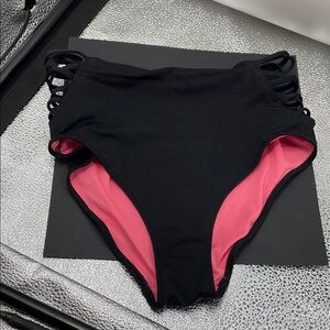 2.8.26 Victoria's Secret PINK Black and Pink Bikini Bottom (S)